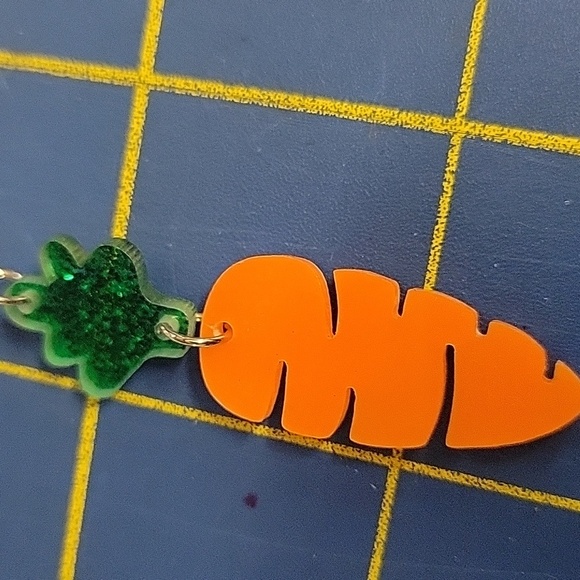 Glittery Bunny Carrot 2" Earrings Easter Spring Rabbit - Picture 2 of 3